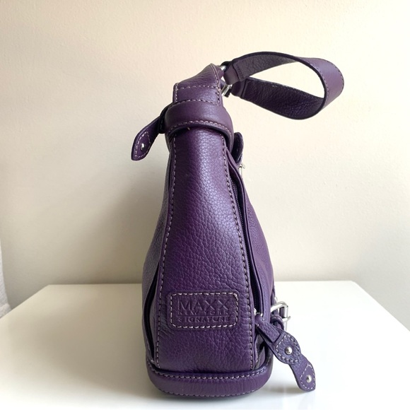 Maxx New York Signature Purple Pebbled Leather Handbag - Picture 12 of 14